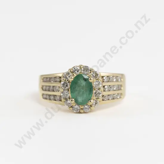 14ct 37stone Emerald and Diamond Cluster Ring