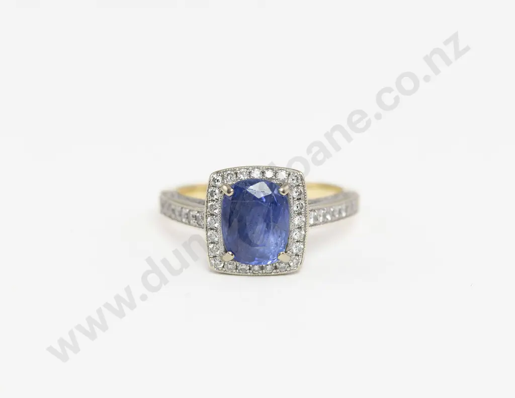 18ct 95stone Sapphire and Diamond Cluster Ring Image 1++