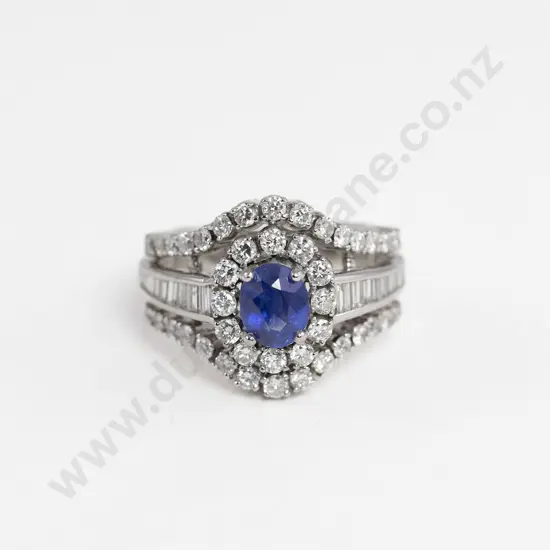 18ct Ceylonese Sapphire and Diamond Cluster Ring