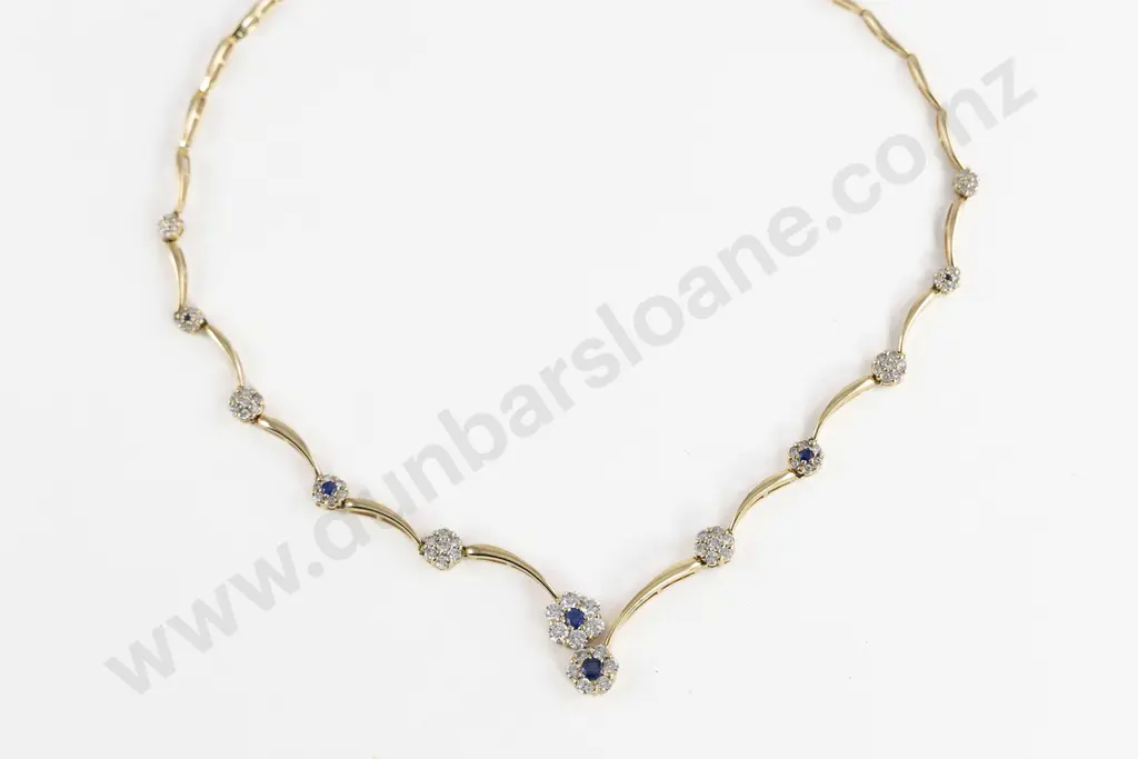 14ct 70stone Sapphire and Diamond Necklace Image 1++