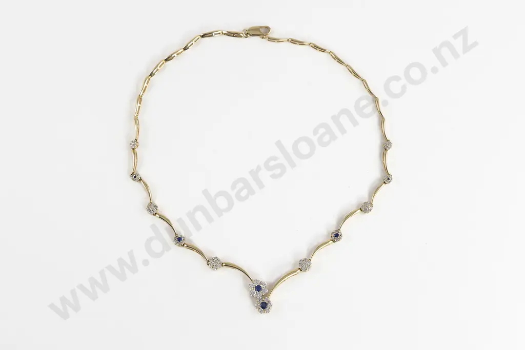 14ct 70stone Sapphire and Diamond Necklace Image 1++