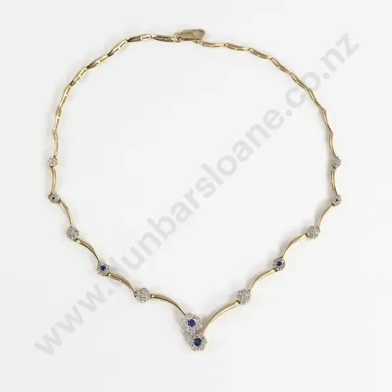 14ct 70stone Sapphire and Diamond Necklace