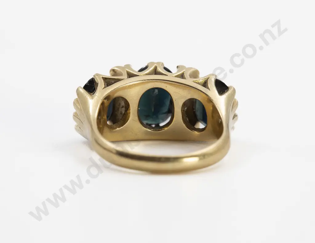 18ct Three Stone Sapphire London Bridge Ring Image 1++