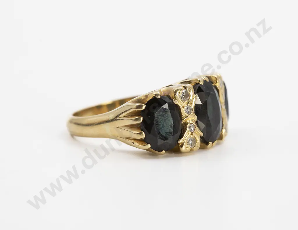 18ct Three Stone Sapphire London Bridge Ring Image 1++