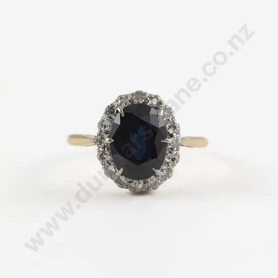 18ct 17stone Sapphire and Diamond Cluster Ring