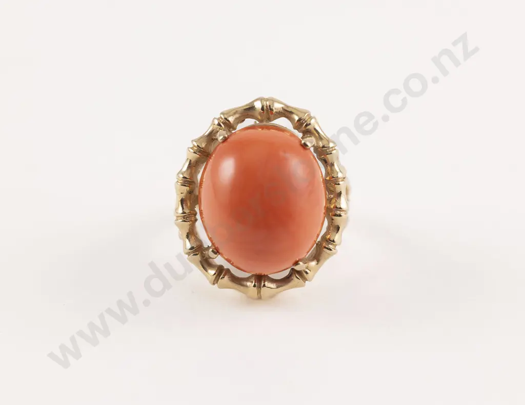 14ct Single Pink Coral Dress Ring Image 1++