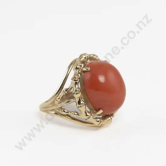14ct Single Pink Coral Dress Ring