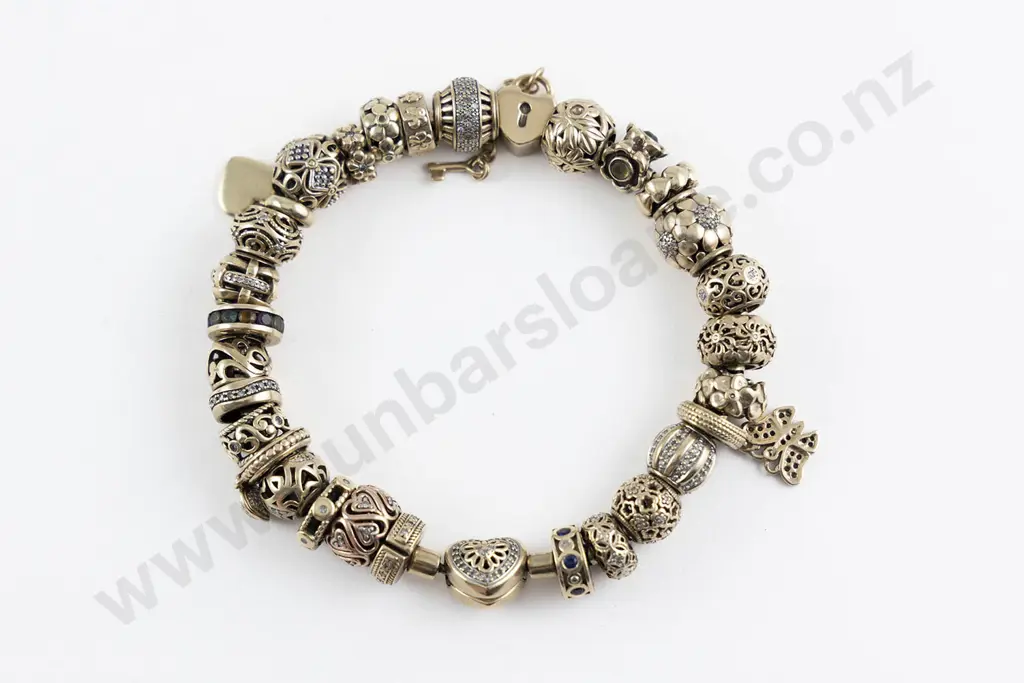 MHJ 10ct Snake Link Pandora Type Charm Bracelet Image 1++