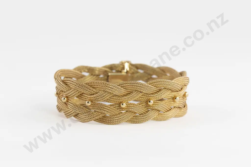 18ct Mesh Double Plait Design Bracelet Image 1++