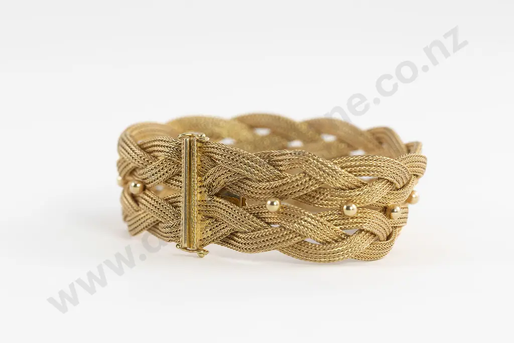 18ct Mesh Double Plait Design Bracelet Image 1++