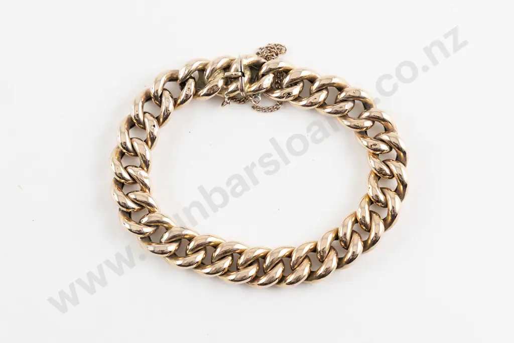 Victorian 9ct Hollow Curb Link Bracelet Image 1++