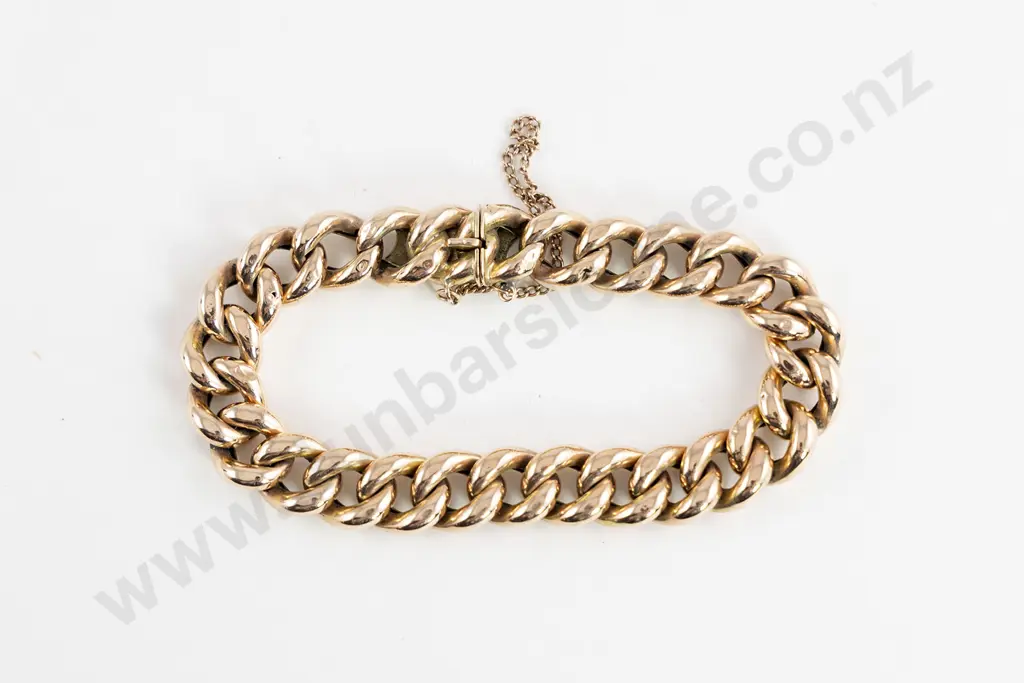 Victorian 9ct Hollow Curb Link Bracelet Image 1++