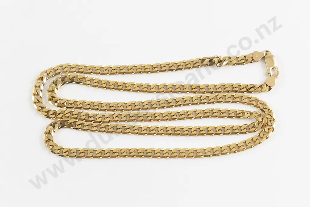 9ct Flat Faceted Curb Link Neck Chain Image 1++