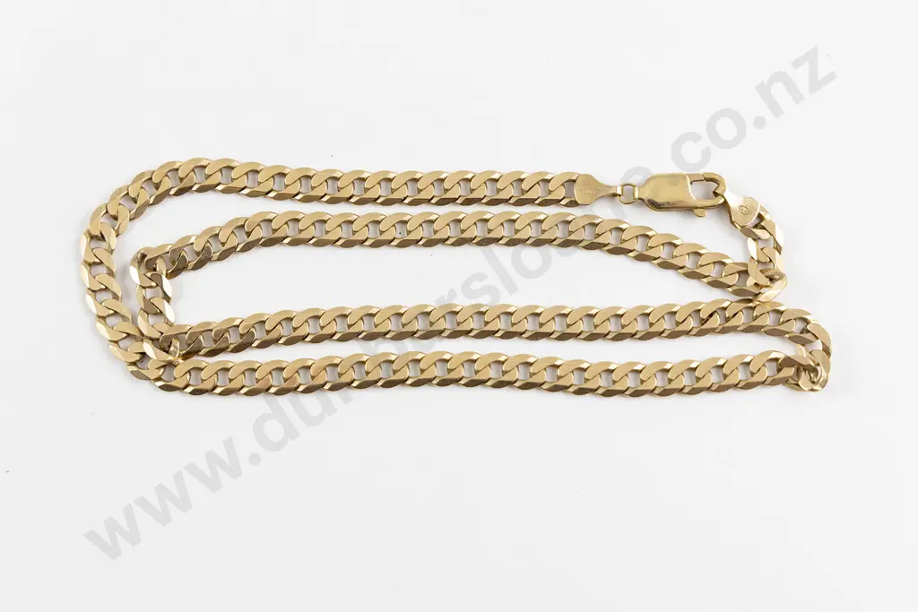9ct Flat and Faceted Curb Link Neck Chain Image 1++