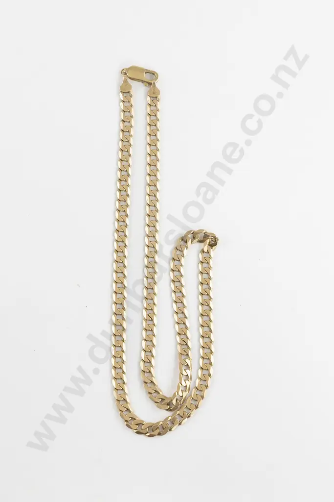 9ct Flat and Faceted Curb Link Neck Chain Image 1++