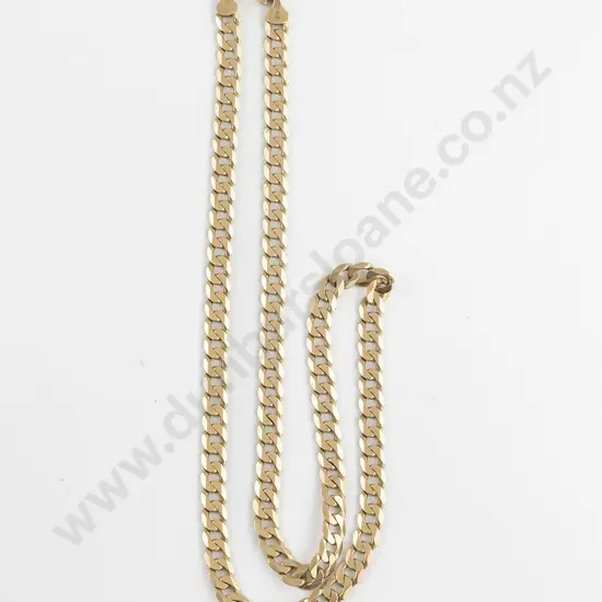 9ct Flat and Faceted Curb Link Neck Chain