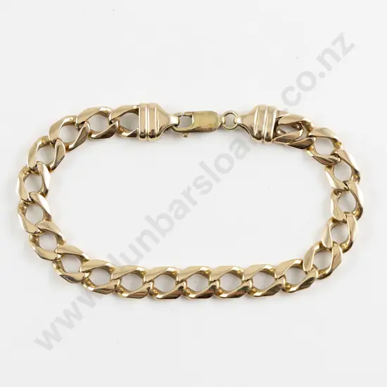 9ct Flat and Faceted Curb Link Bracelet