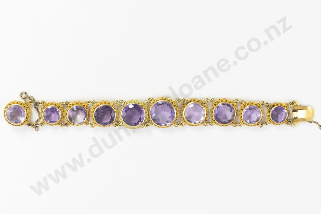 Victorian 15ct Ten Stone Amethyst Bracelet Image 1++