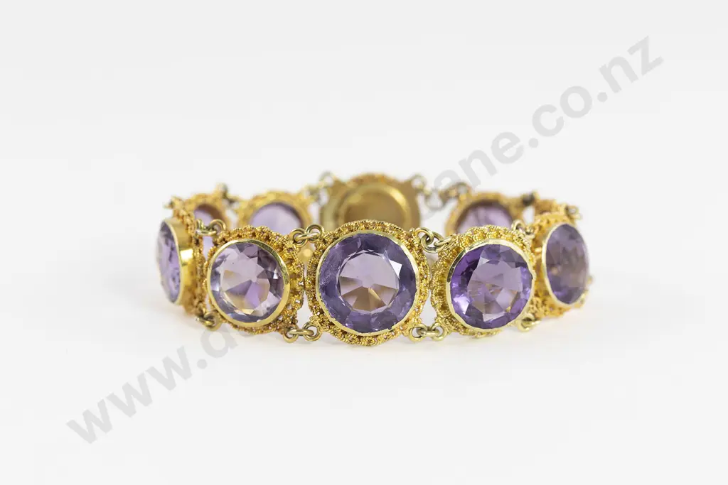 Victorian 15ct Ten Stone Amethyst Bracelet Image 1++