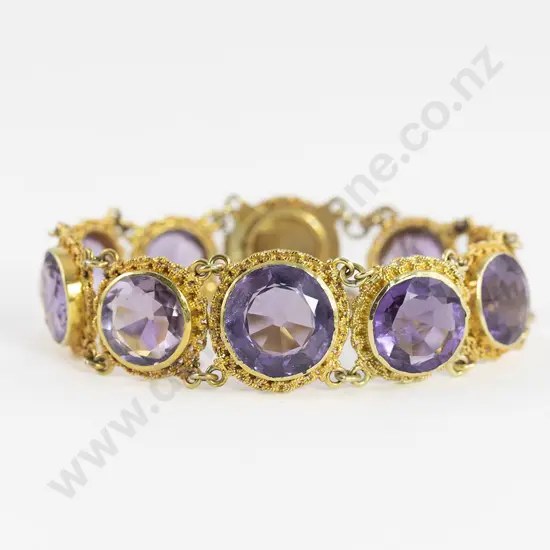 Victorian 15ct Ten Stone Amethyst Bracelet