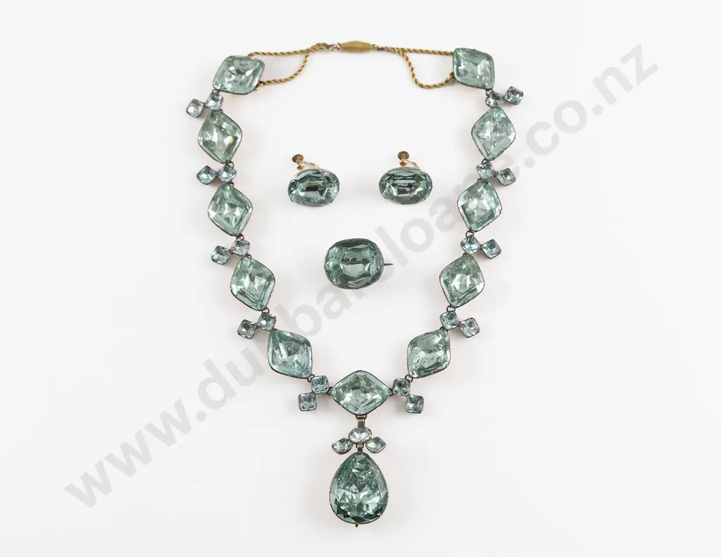Georgian Gold Plated Aquamarine Crystal Demi-Parure Image 1++