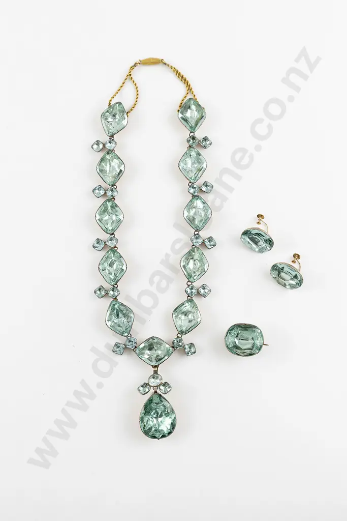 Georgian Gold Plated Aquamarine Crystal Demi-Parure Image 1++