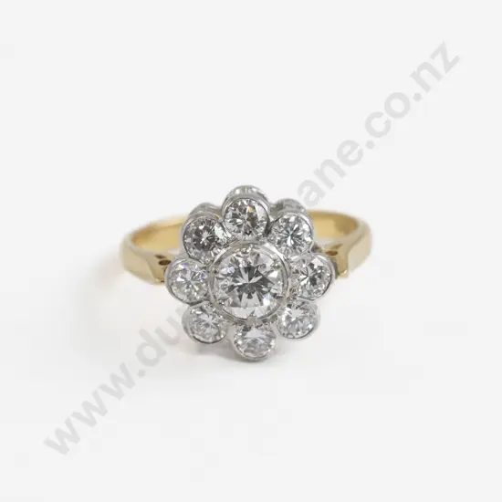 18ct Nine Stone Diamond Cluster Ring