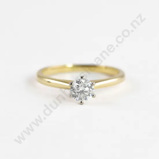 18ct Yellow and White Gold Solitaire Diamond Ring