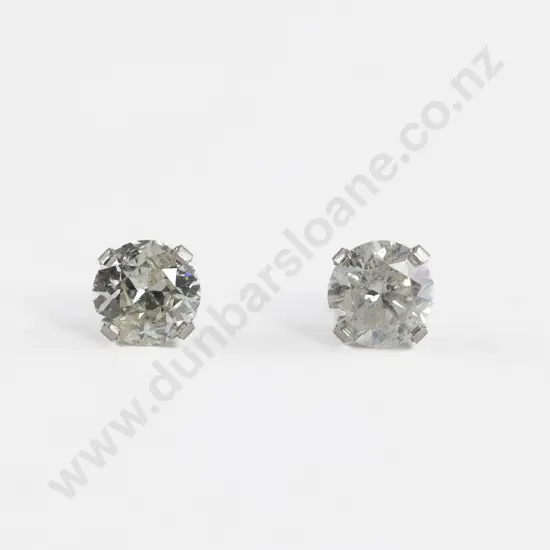 Pair 14ct White Gold Solitaire Diamond Stud Earrings