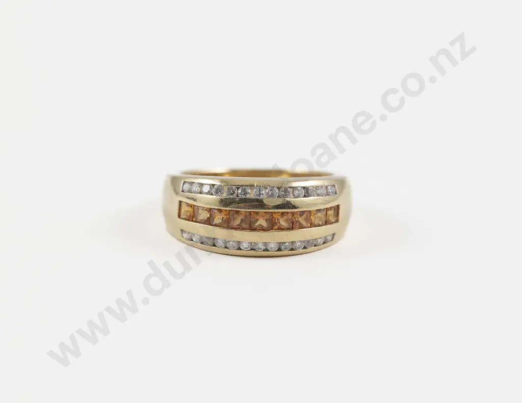 14ct 35stone Citrine and Diamond Band Dress Ring Image 1++