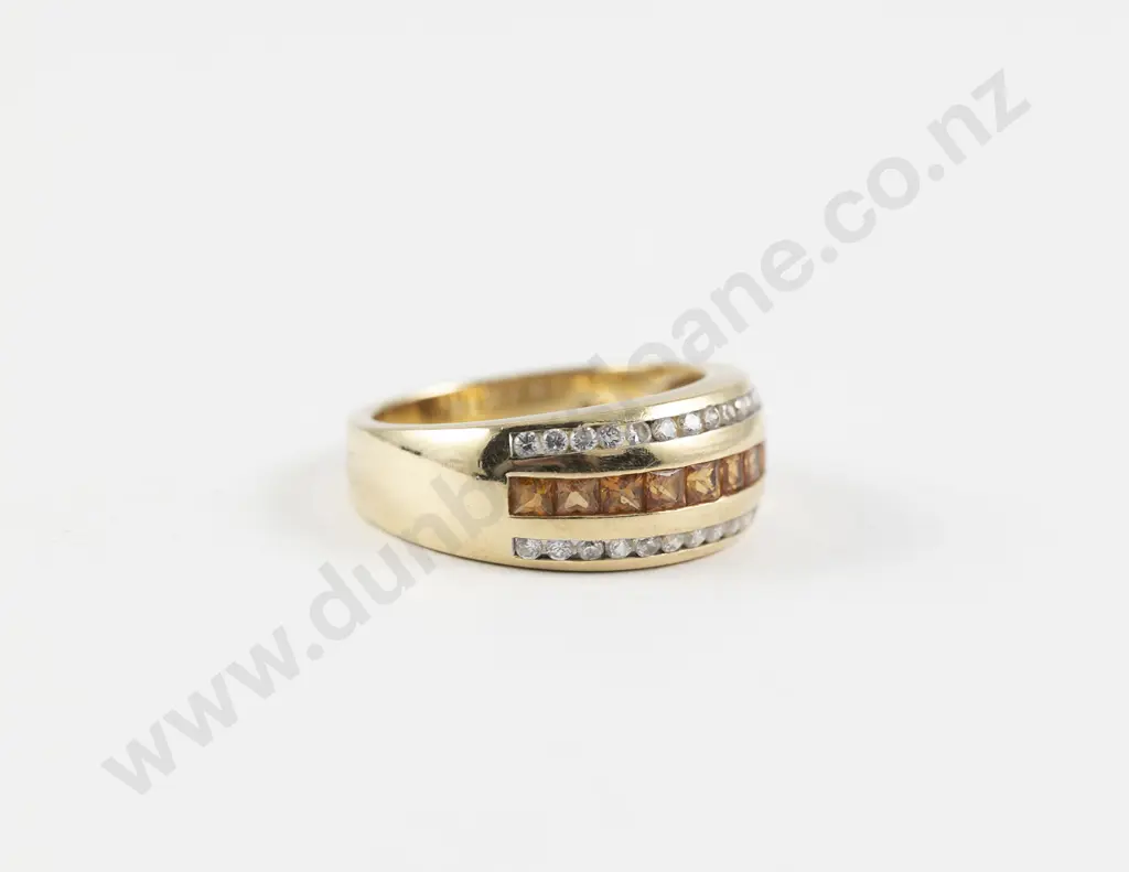 14ct 35stone Citrine and Diamond Band Dress Ring Image 1++
