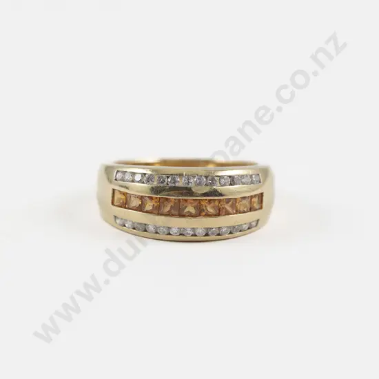 14ct 35stone Citrine and Diamond Band Dress Ring