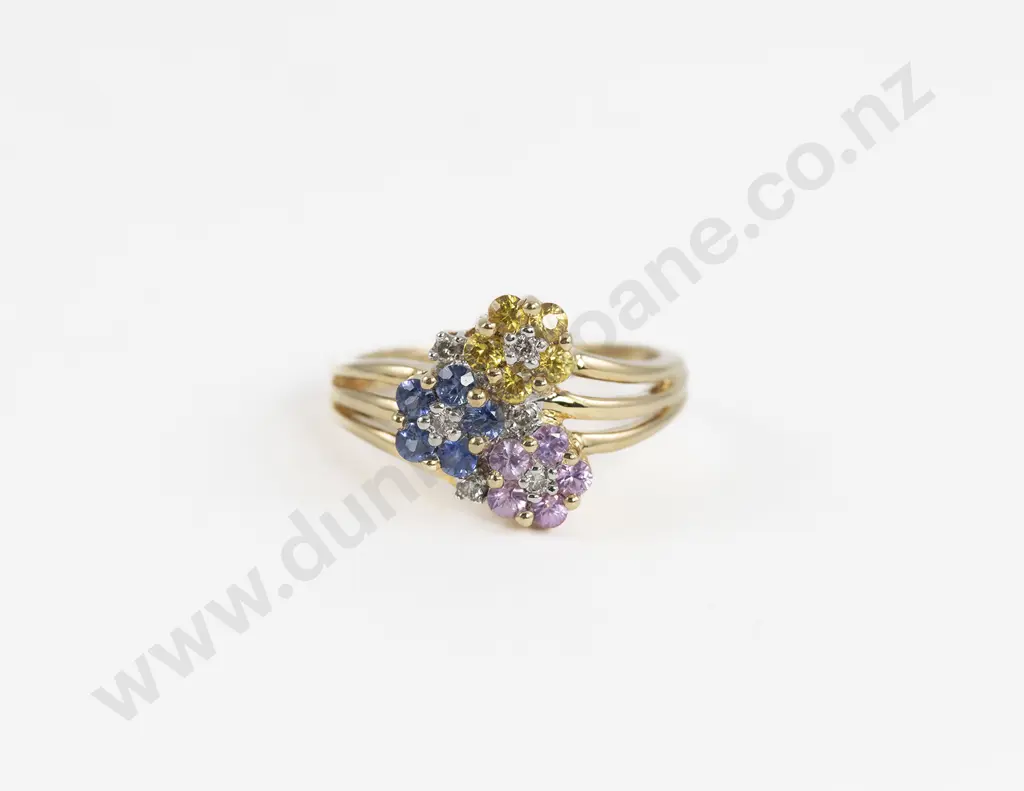 14ct Multi-Gem Cluster Dress Ring Image 1++
