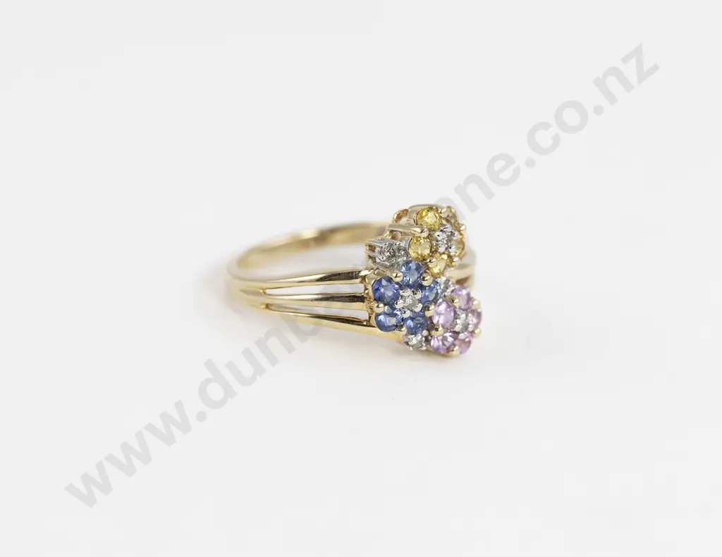 14ct Multi-Gem Cluster Dress Ring Image 1++