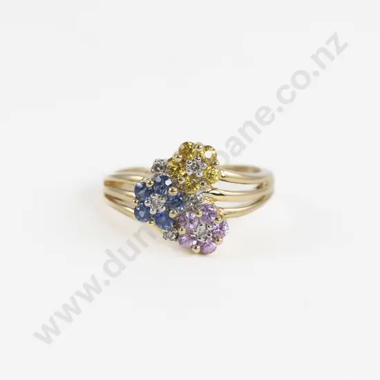 14ct Multi-Gem Cluster Dress Ring