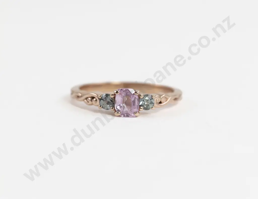 9ct Rose Gold Three Stone Spinel and Sapphire 'Cara' Ring Image 1++