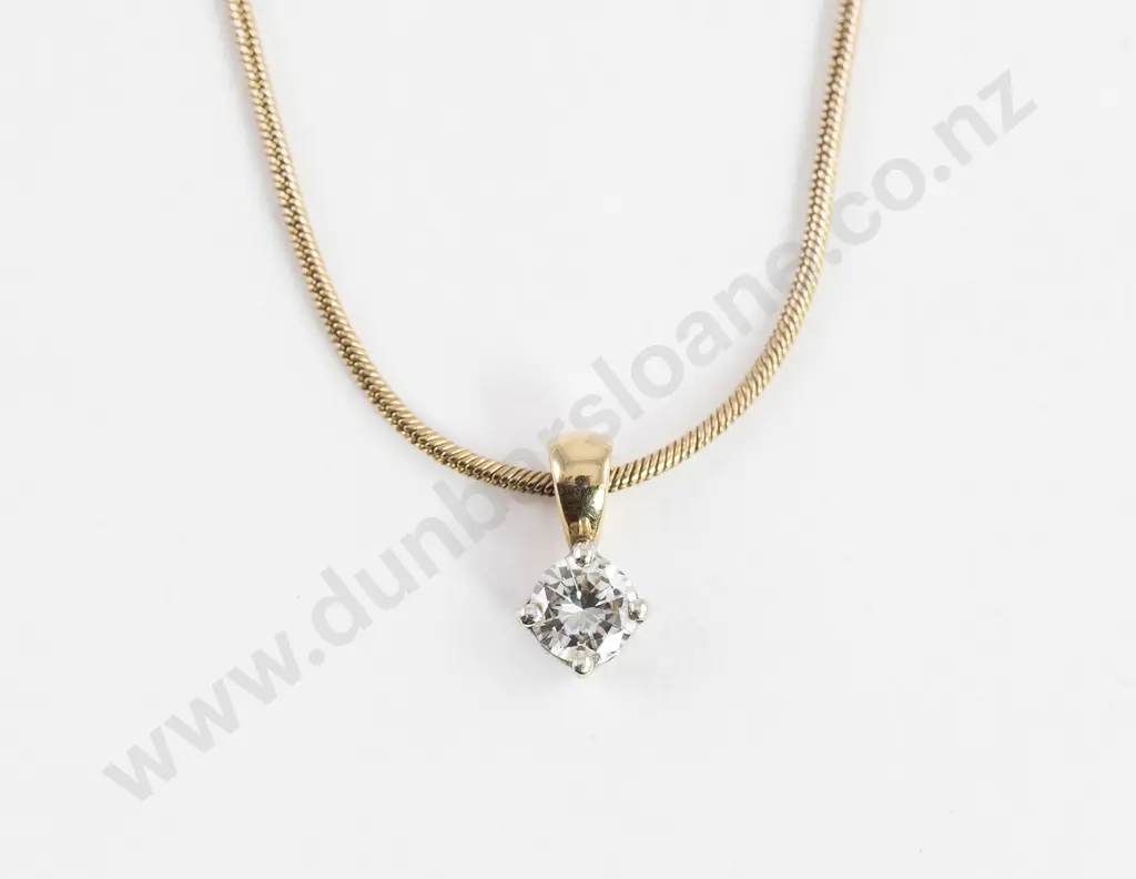 9ct Yellow and White Solitaire Diamond Pendant Image 1++