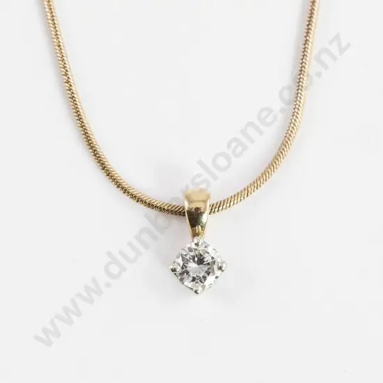 9ct Yellow and White Solitaire Diamond Pendant
