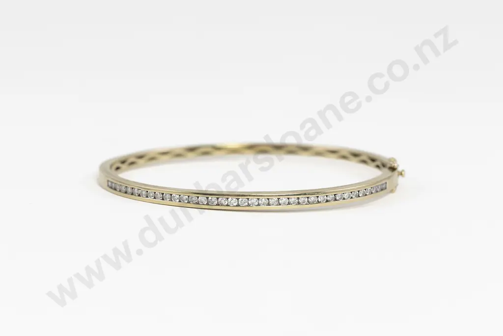 9ct 35stone Diamond Hinged Snap Bangle Image 1++