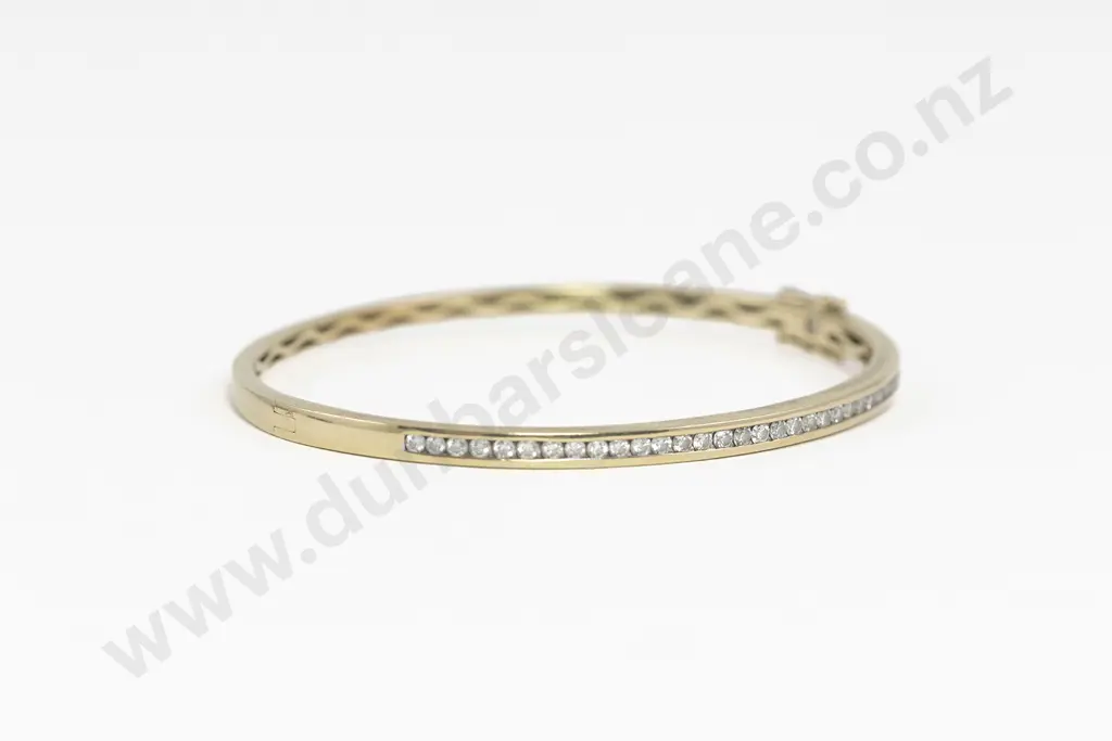 9ct 35stone Diamond Hinged Snap Bangle Image 1++
