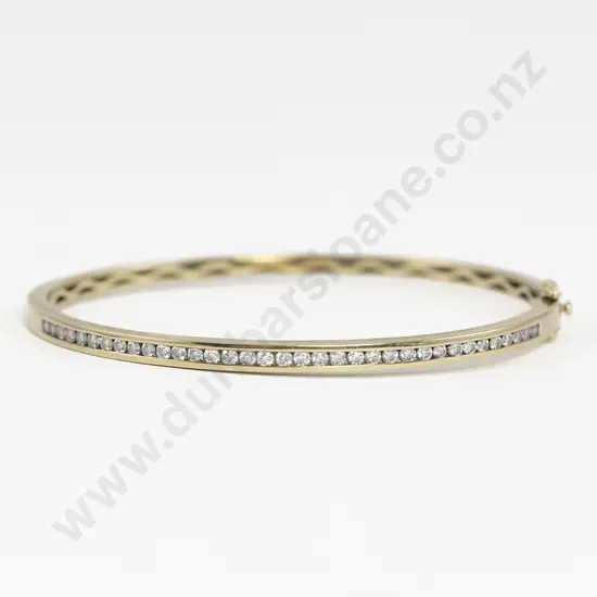 9ct 35stone Diamond Hinged Snap Bangle