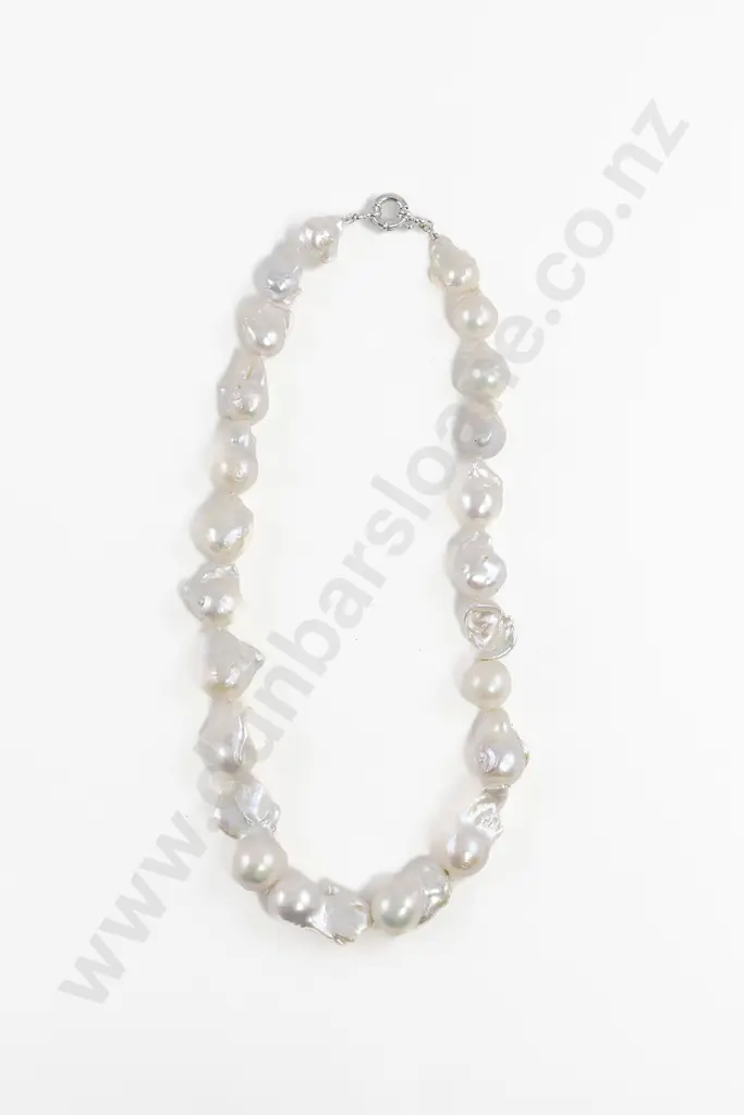 Single Strand Slightly Graduated Keshi Pearl Necklace Image 1++