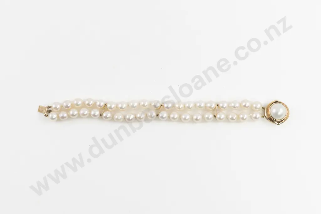 Uniform Double Strand Cultured Pearl Bracelet Image 1++