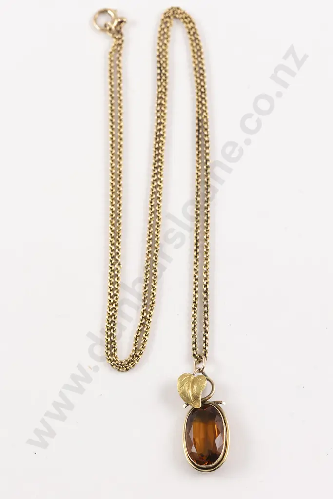 Victorian 9ct Single Citrine Pendant Image 1++