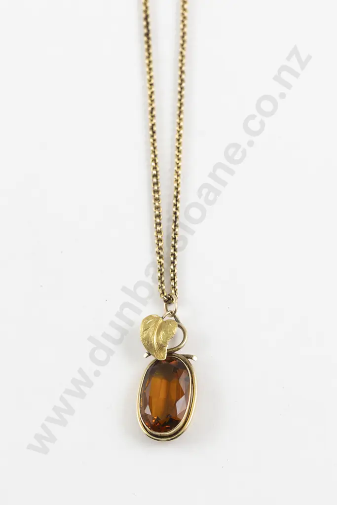 Victorian 9ct Single Citrine Pendant Image 1++
