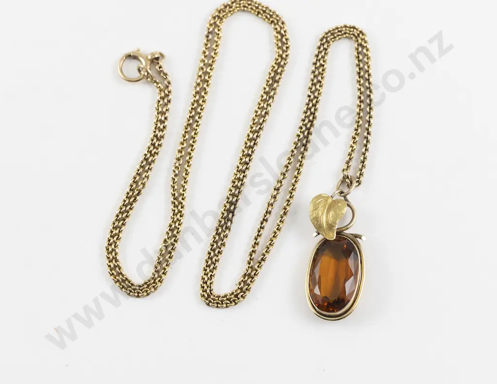 Victorian 9ct Single Citrine Pendant Image 1++