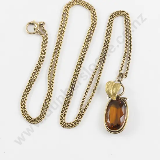 Victorian 9ct Single Citrine Pendant