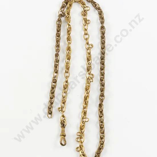 Antique 15ct and 9ct Two Part Rope Twist and Trace Link Neck Chain