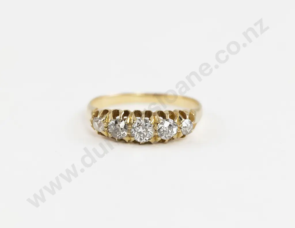 Victorian 18ct Five Stone Diamond Bridge Ring Image 1++