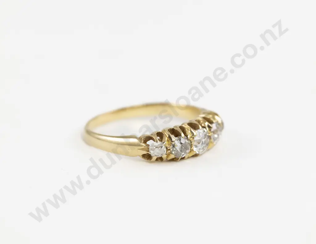 Victorian 18ct Five Stone Diamond Bridge Ring Image 1++